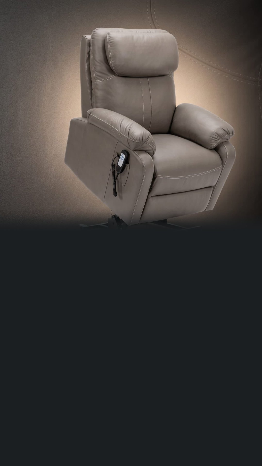 Sillón Alejo Relax Zero Wall de cuero vacuno Roteva